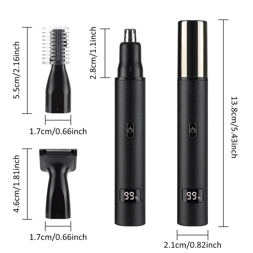 3-in-1 Rechargeable Nose Hair Trimmer with Facial Grooming Heads