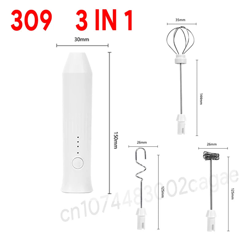 USB Rechargeable 3-Speed Handheld Milk Frother, Egg Beater & Drink Mixer for Coffee, Latte and Espresso