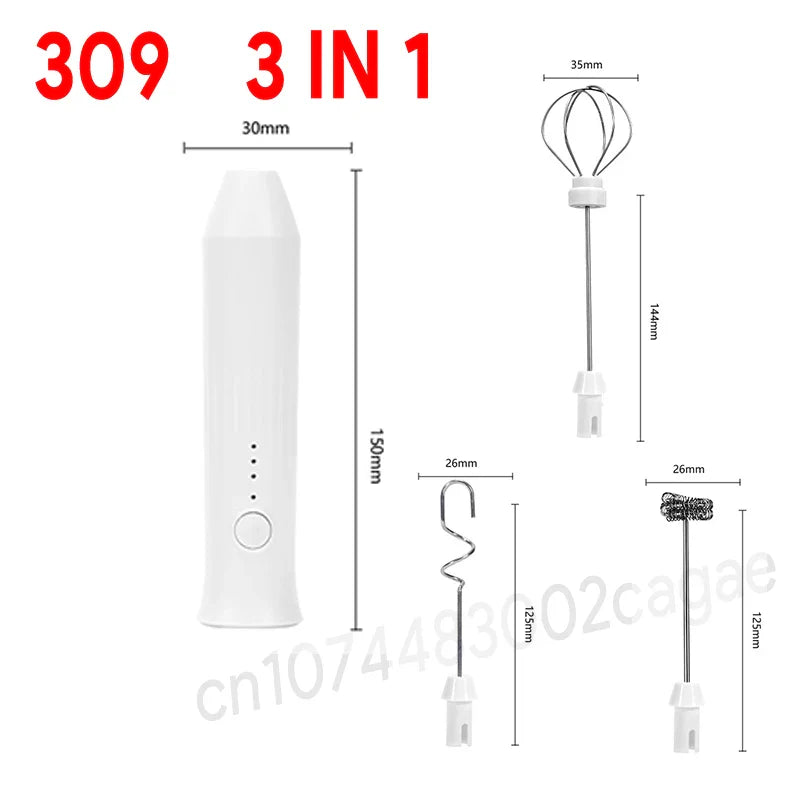 USB Rechargeable 3-Speed Handheld Milk Frother & Egg Beater