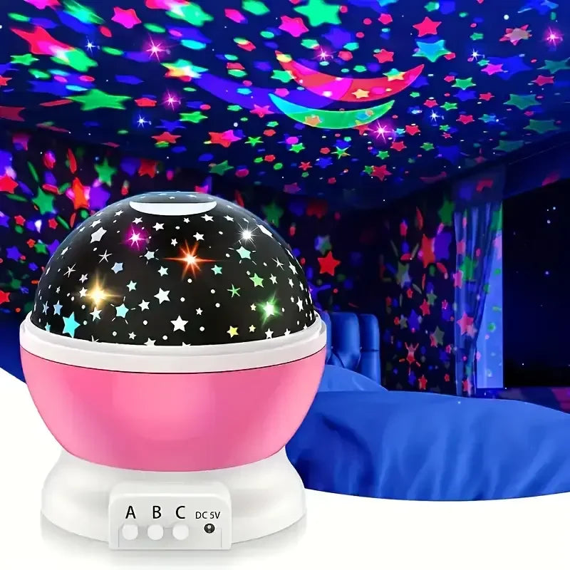 Moon and Stars Night Light Projector | USB 360° Rotating Lamp