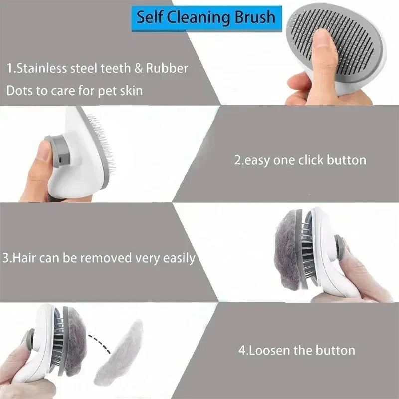 Self-Cleaning Pet Grooming Brush for Dogs & Cats Hair Removal