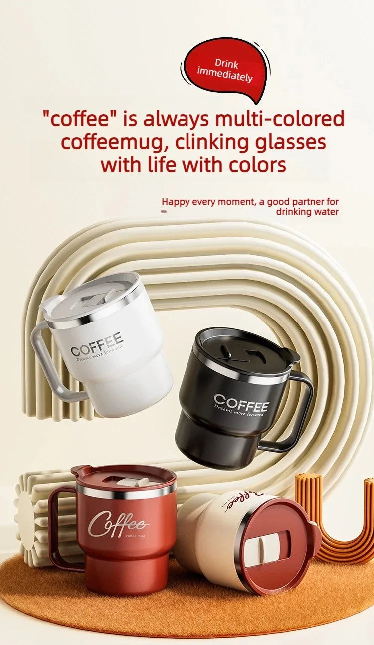 400ML Double Wall 304 Stainless Steel Insulated Coffee Mug with Sealed Lid for Hot & Cold Drinks