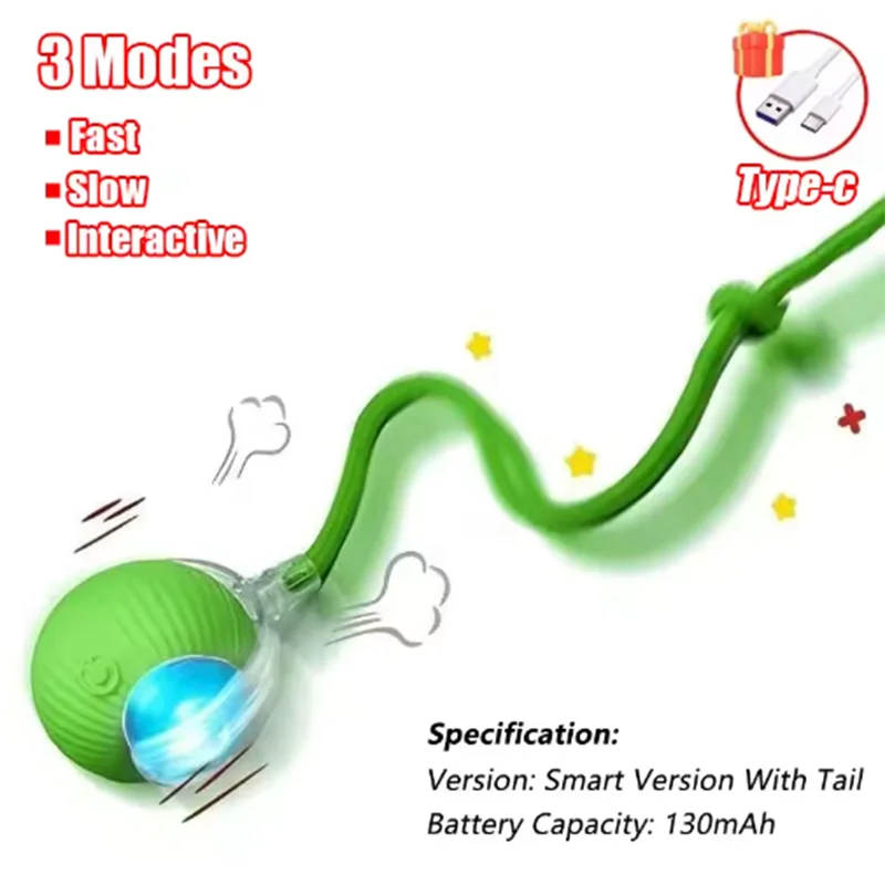 Intelligent Interactive Cat Ball Toy — Smart Obstacle Avoidance Pet Toy for Cats & Dogs | Long-Lasting Durable Easy to Clean Auto Rolling Ball
