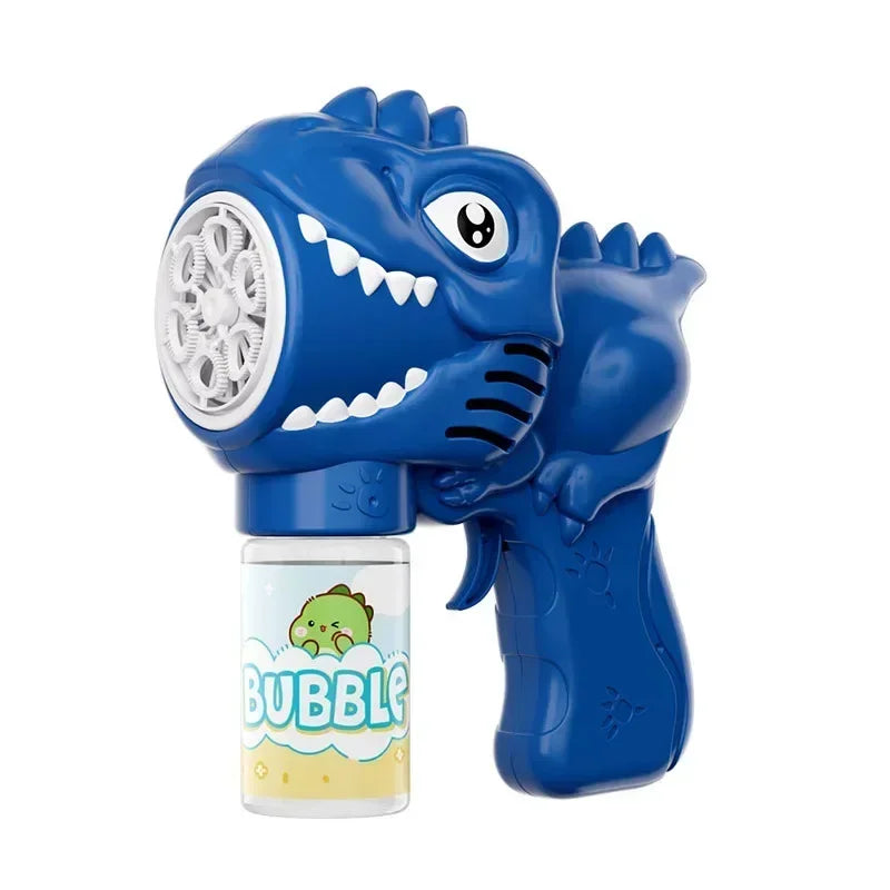 🦖 Light-Up Dinosaur Bubble Gun | Automatic 6-Hole Bubble Maker for Kids ✨