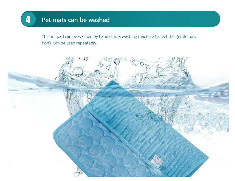 Cooling Pet Mat for Dogs & Cats, Summer Cold Bed Pad, Washable Non Slip Pet Sleeping Mat