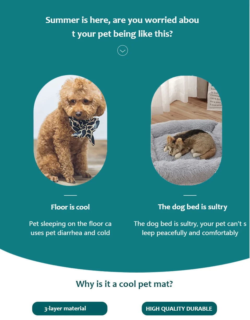 Cooling Pet Mat for Dogs & Cats, Summer Cold Bed Pad, Washable Non Slip Pet Sleeping Mat