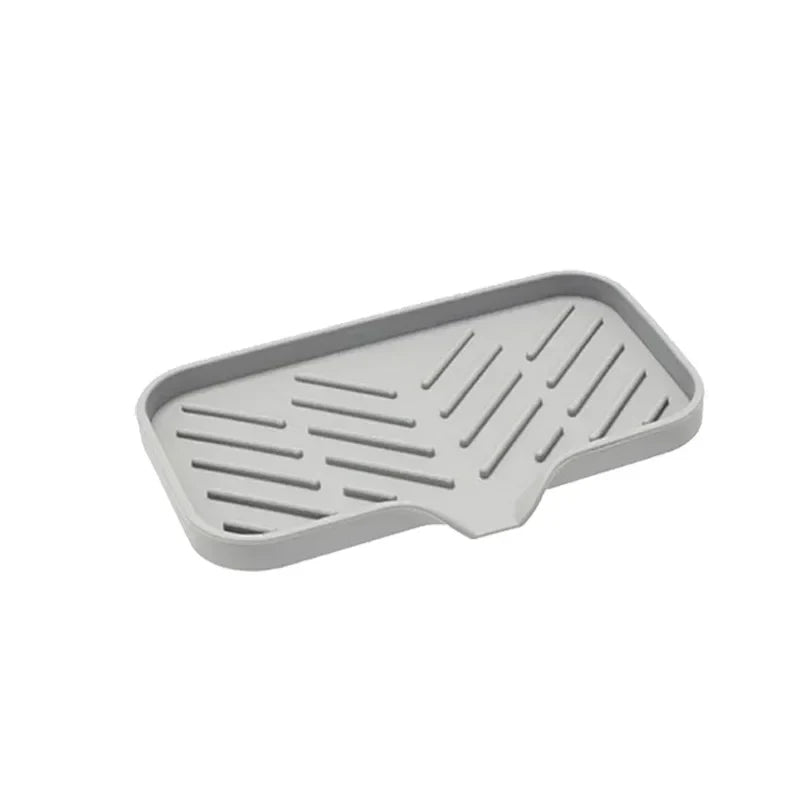 Silicone Sink Tray With Drain | Soap Sponge Storage Holder | Countertop Scrubber Brush Storage Rack | Kitchen Organizer
