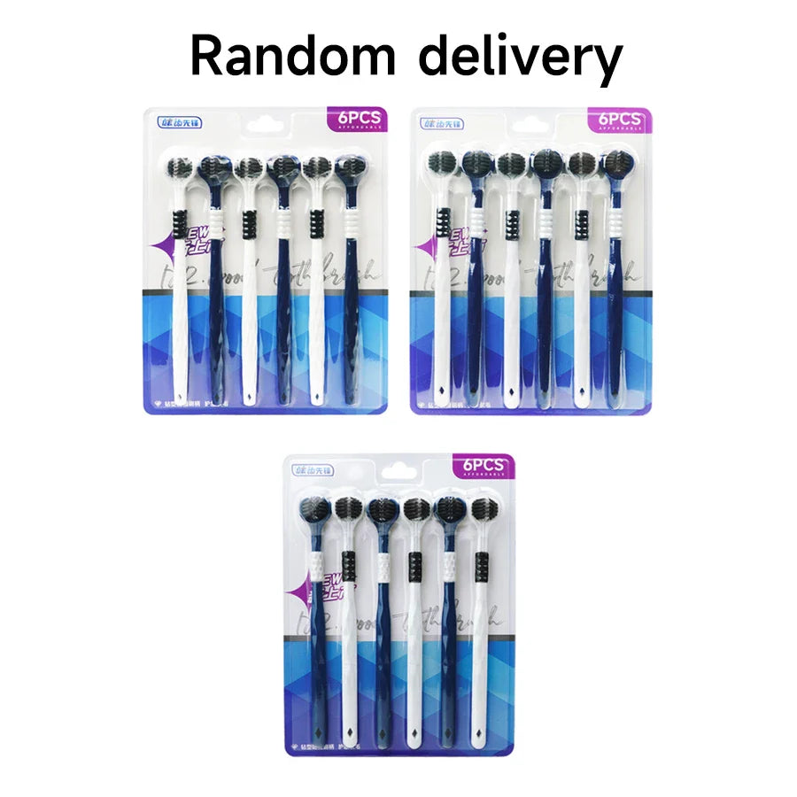 6PCS Three-Sided U-Shaped Soft Toothbrush Set for Adults