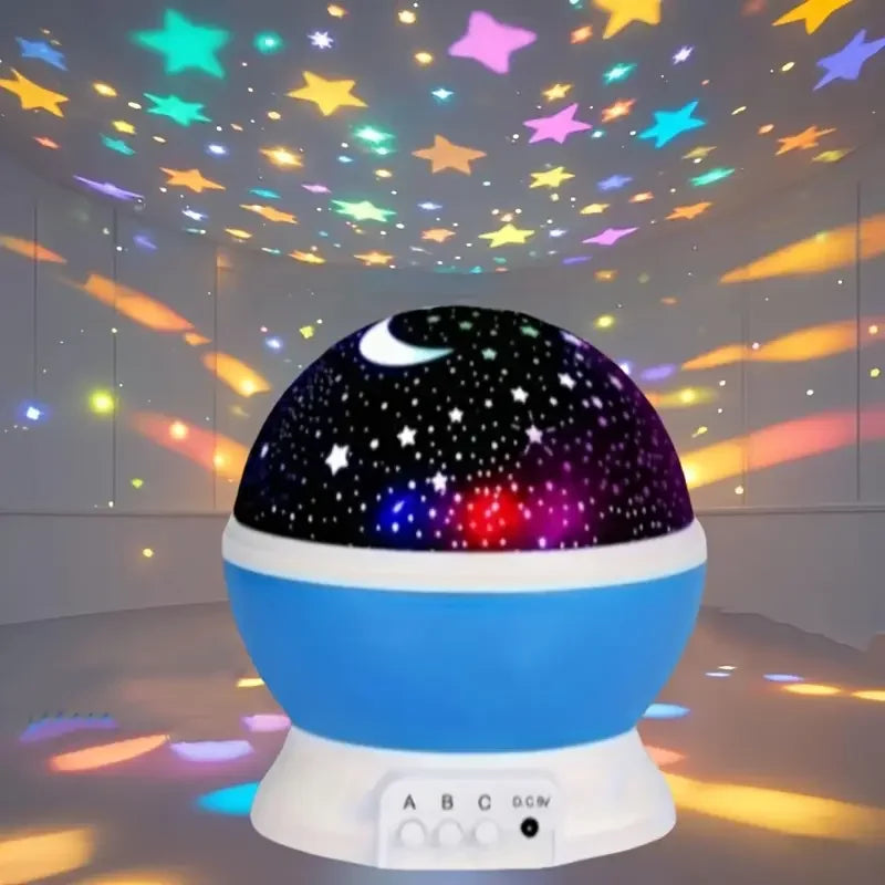 Moon and Stars Night Light Projector | USB 360° Rotating Lamp