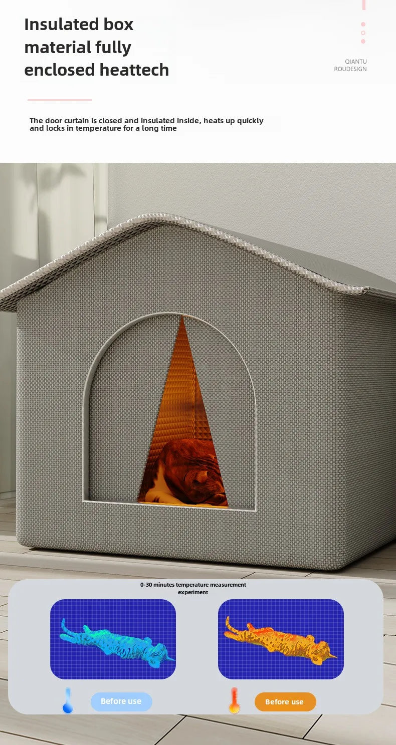 Waterproof Outdoor Pet Cave House — Winter Warm Foldable & Washable Sleeping Bed for Stray Cats, Small Dogs & Puppies | All-Weather Pet Shelter