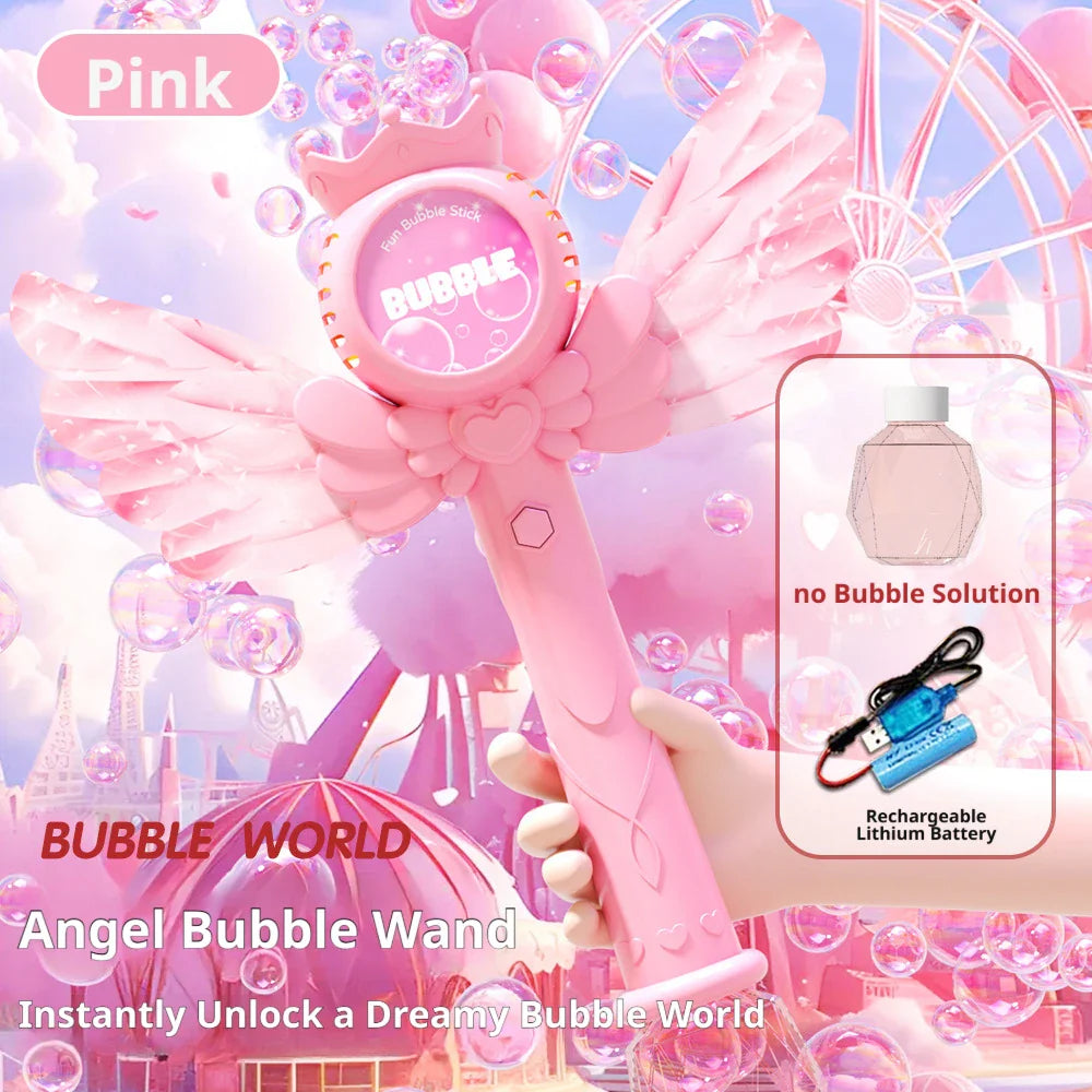 ✨ Electric Angel Bubble Wand | Automatic Light & Sound Bubble Gun 🧚‍♀️