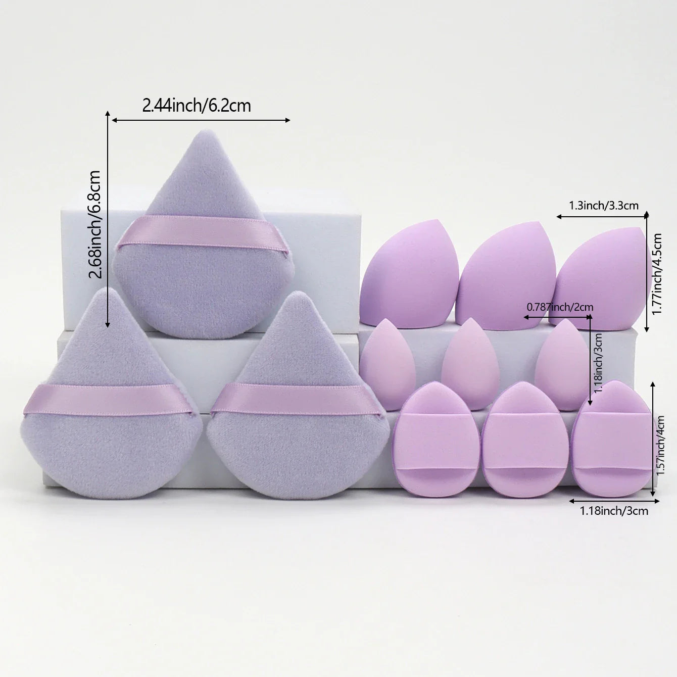 12-Piece Makeup Sponge & Powder Puff Set for Foundation & Loose Powder