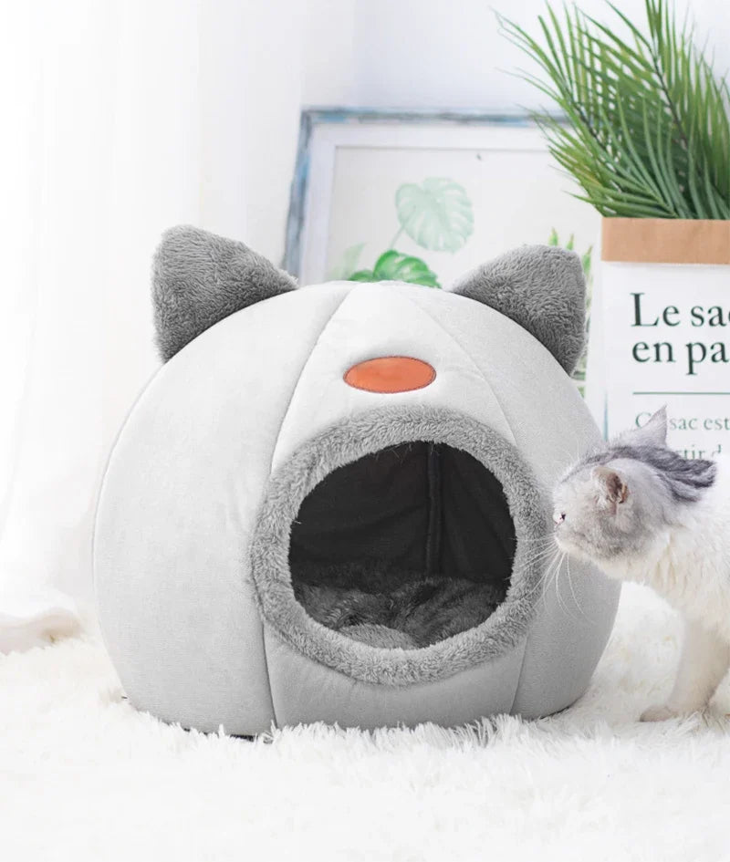 Deep Sleep Comfort Winter Cat Bed | Cozy Cave Nest Indoor | Small Dog House Pet Tent Mat Basket