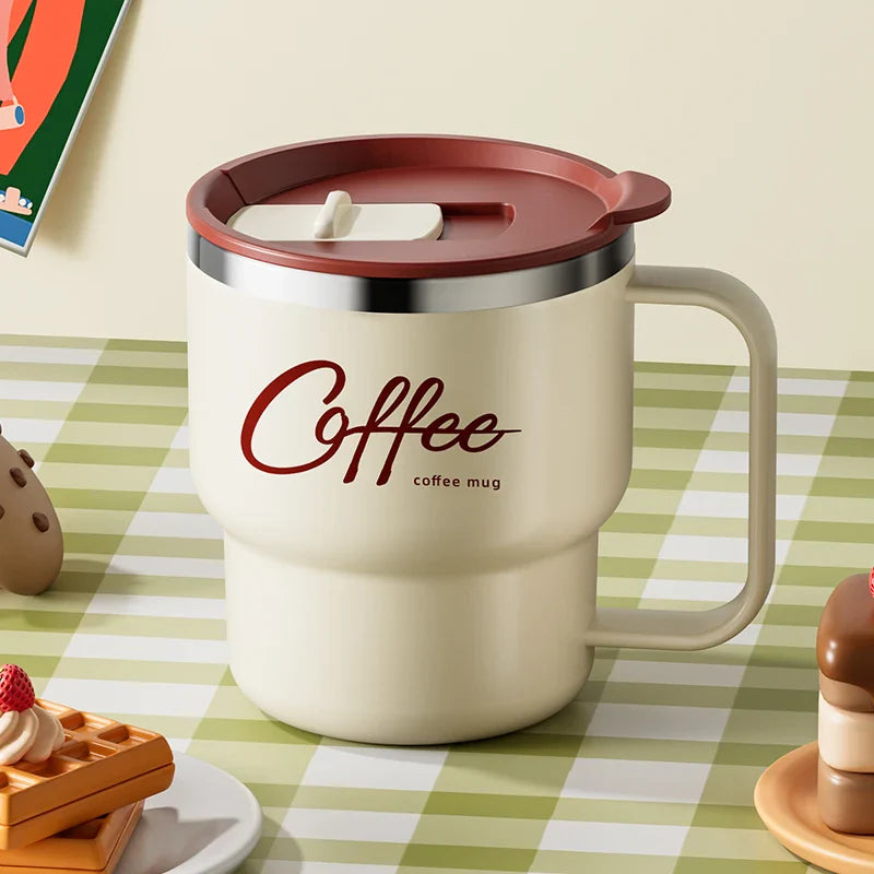 400ML Double Wall 304 Stainless Steel Insulated Coffee Mug with Sealed Lid for Hot & Cold Drinks