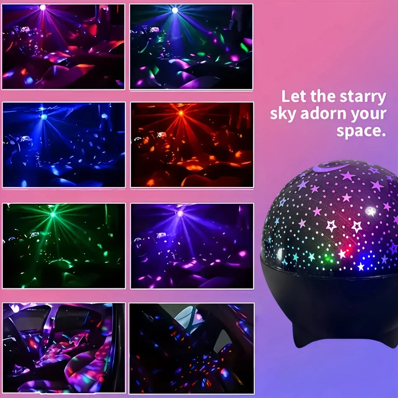 RGB Starry Moon Galaxy Projector Night Light USB LED Room Decor Lamp
