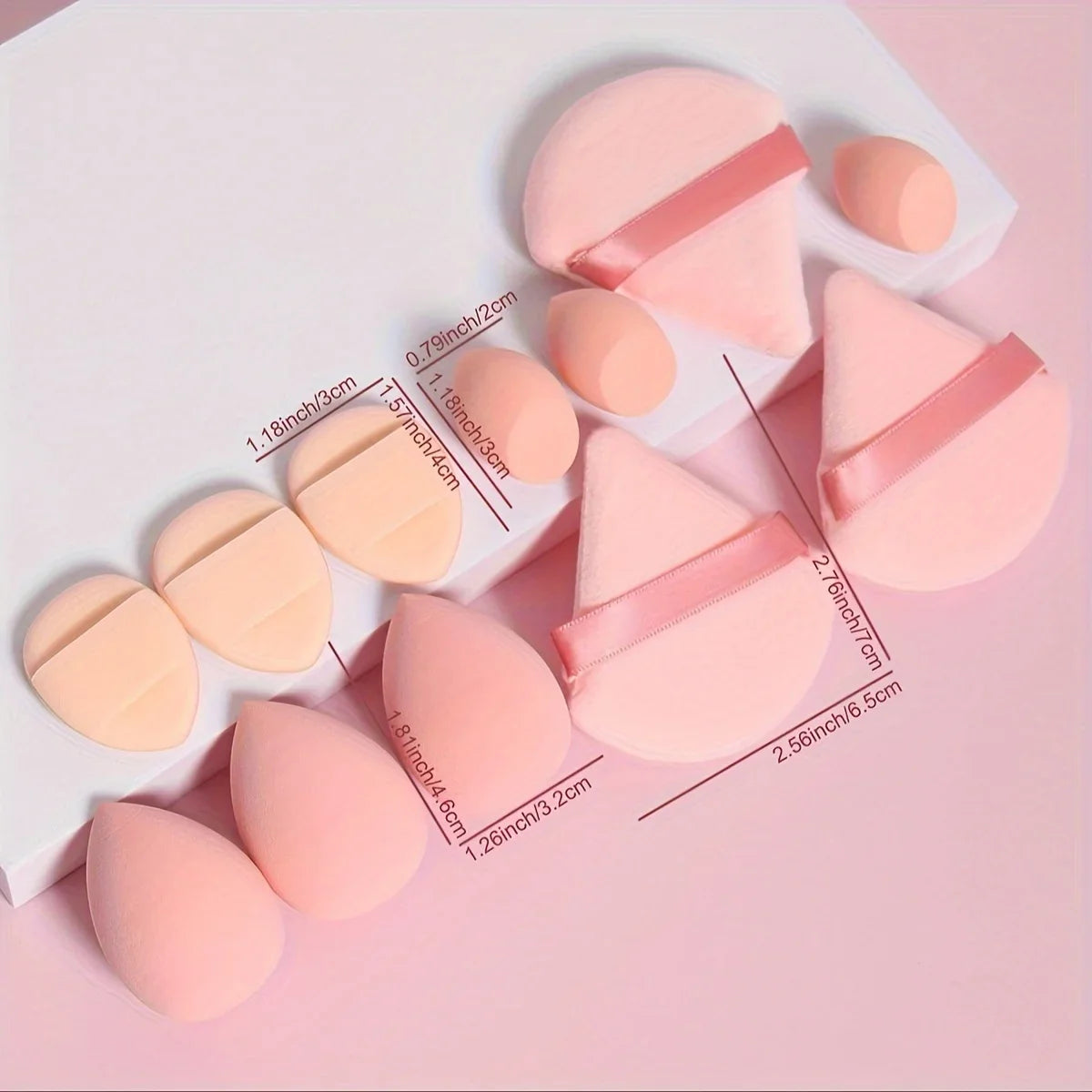12-Piece Makeup Sponge & Powder Puff Set for Foundation & Loose Powder