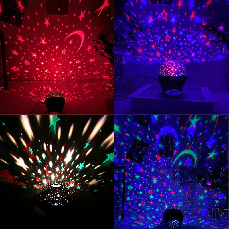 RGB Starry Moon Galaxy Projector Night Light USB LED Room Decor Lamp