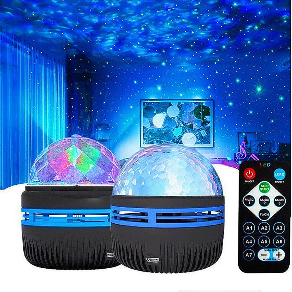 Aurora Galaxy Projector Night Light with Remote | USB 360° Rotating Lamp