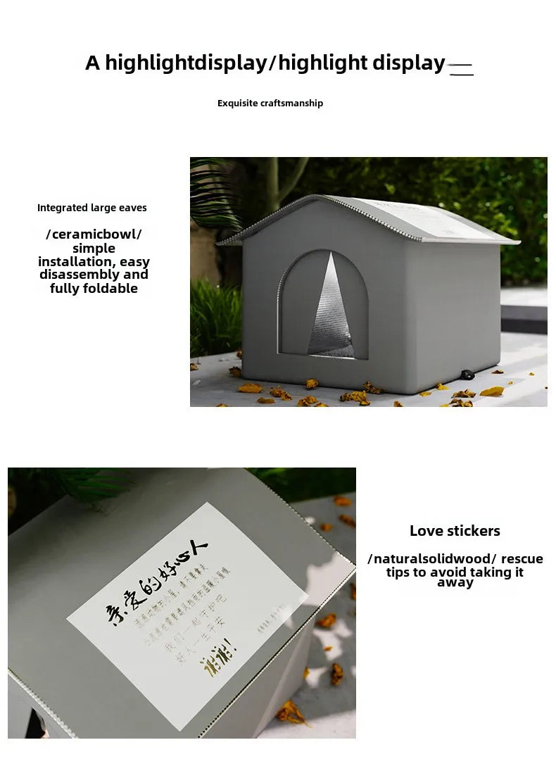 Waterproof Outdoor Pet Cave House — Winter Warm Foldable & Washable Sleeping Bed for Stray Cats, Small Dogs & Puppies | All-Weather Pet Shelter