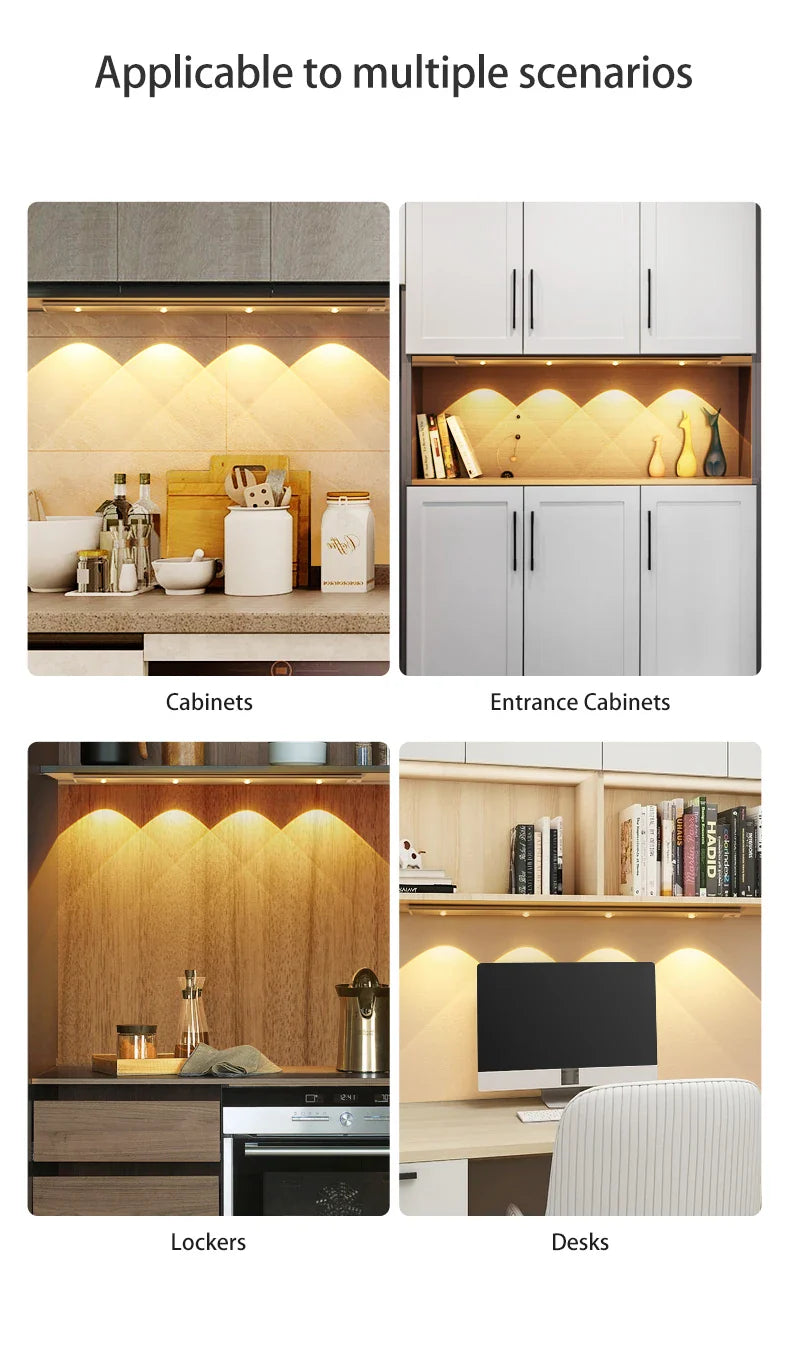 Cabinet Light USB Rechargeable Motion Sensor Ultra-Thin Night Light for Kitchen Wardrobe Cabinet | 20CM / 30CM / 40CM / 50CM LED Strip Light
