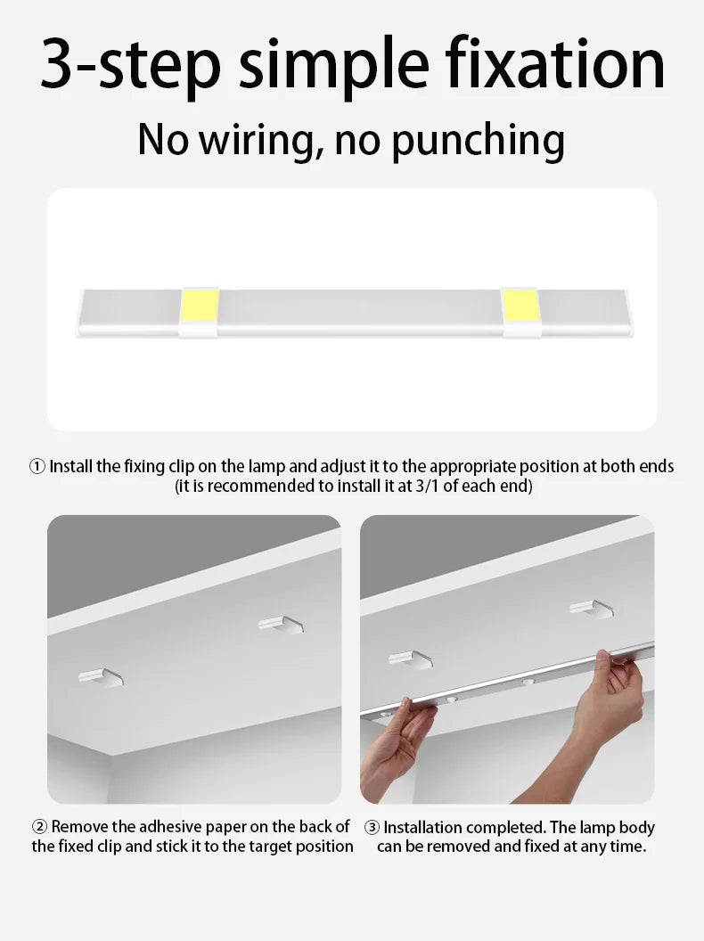 Cabinet Light USB Rechargeable Motion Sensor Ultra-Thin Night Light for Kitchen Wardrobe Cabinet | 20CM / 30CM / 40CM / 50CM LED Strip Light
