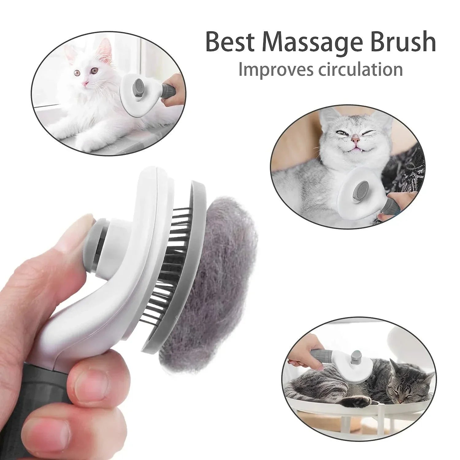 Self-Cleaning Pet Grooming Brush for Dogs & Cats Hair Removal