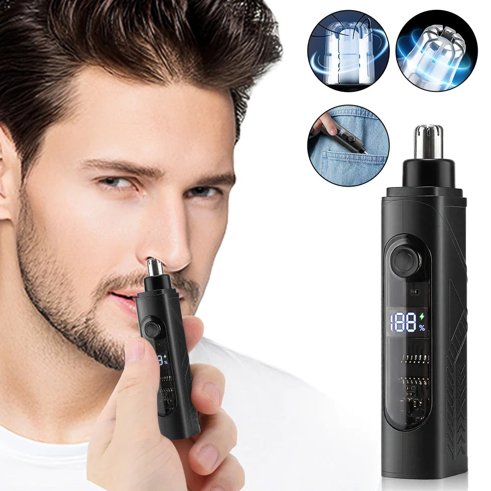 3-in-1 Rechargeable Nose Hair Trimmer with Facial Grooming Heads