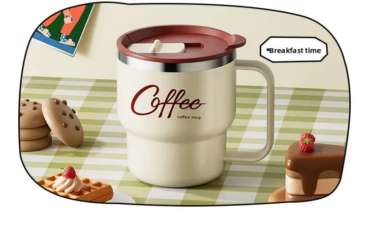400ML Double Wall 304 Stainless Steel Insulated Coffee Mug with Sealed Lid for Hot & Cold Drinks