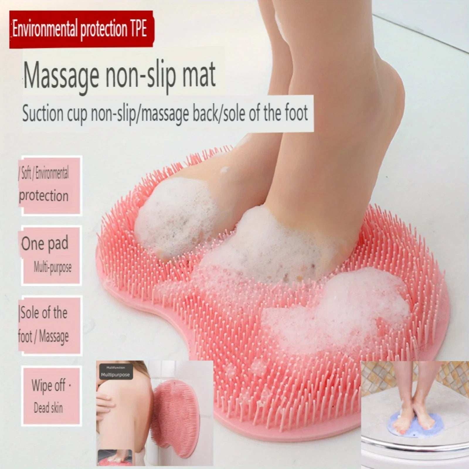 Exfoliating Foot Brush & Back Scrubber with Anti-Slip Suction Cups