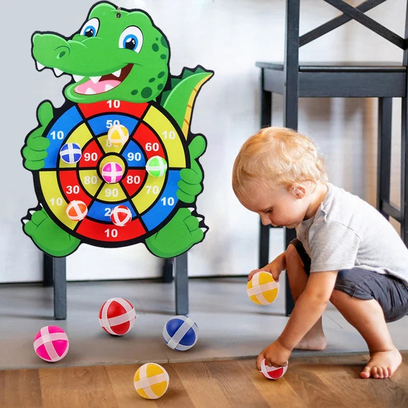 Kids Sticky Ball Target Toss Game Indoor Montessori Dart Board Toy