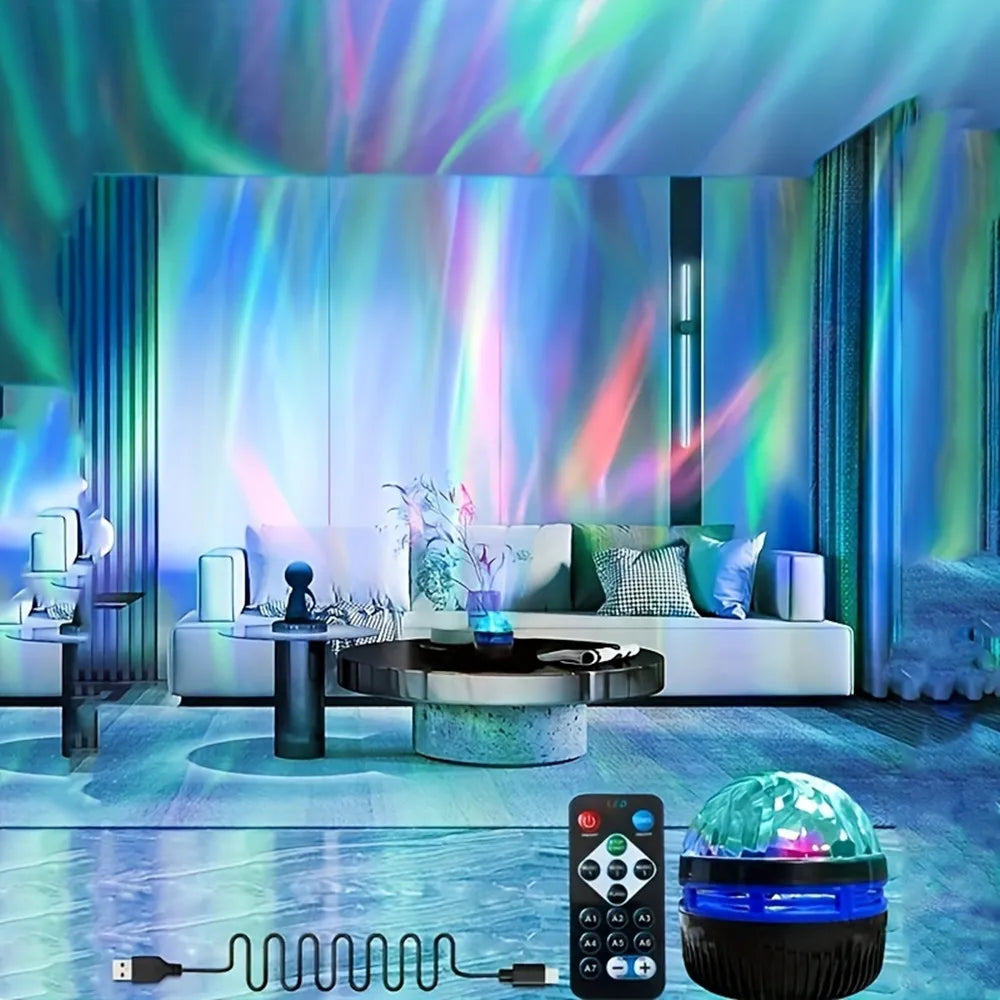 Aurora Galaxy Projector Night Light with Remote | USB 360° Rotating Lamp