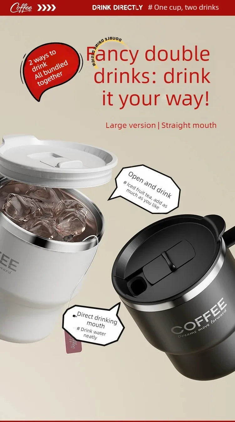 400ML Double Wall 304 Stainless Steel Insulated Coffee Mug with Sealed Lid for Hot & Cold Drinks