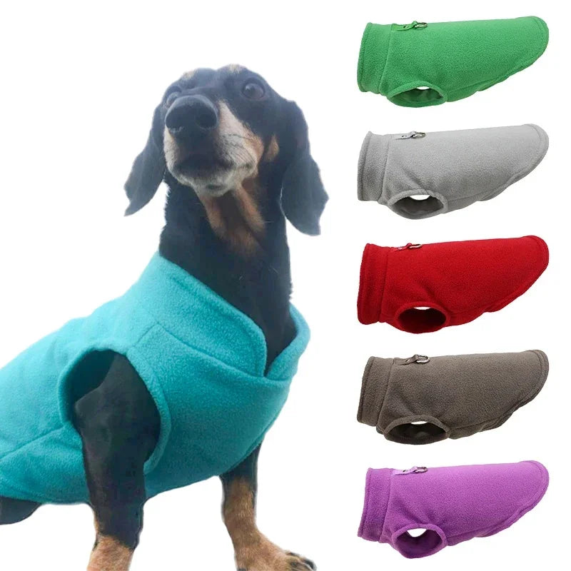 Warm Fleece Dog Jacket Vest With D-Ring | Pet Clothes For Small Dogs & Cats | French Bulldog Chihuahua Coat