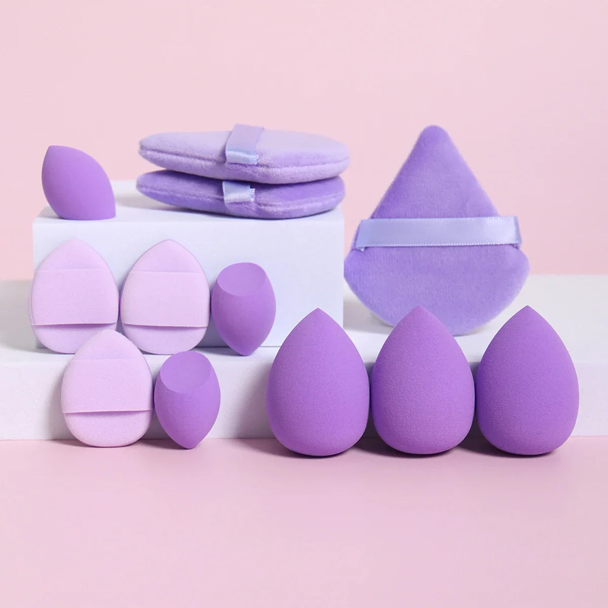 12-Piece Makeup Sponge & Powder Puff Set for Foundation & Loose Powder