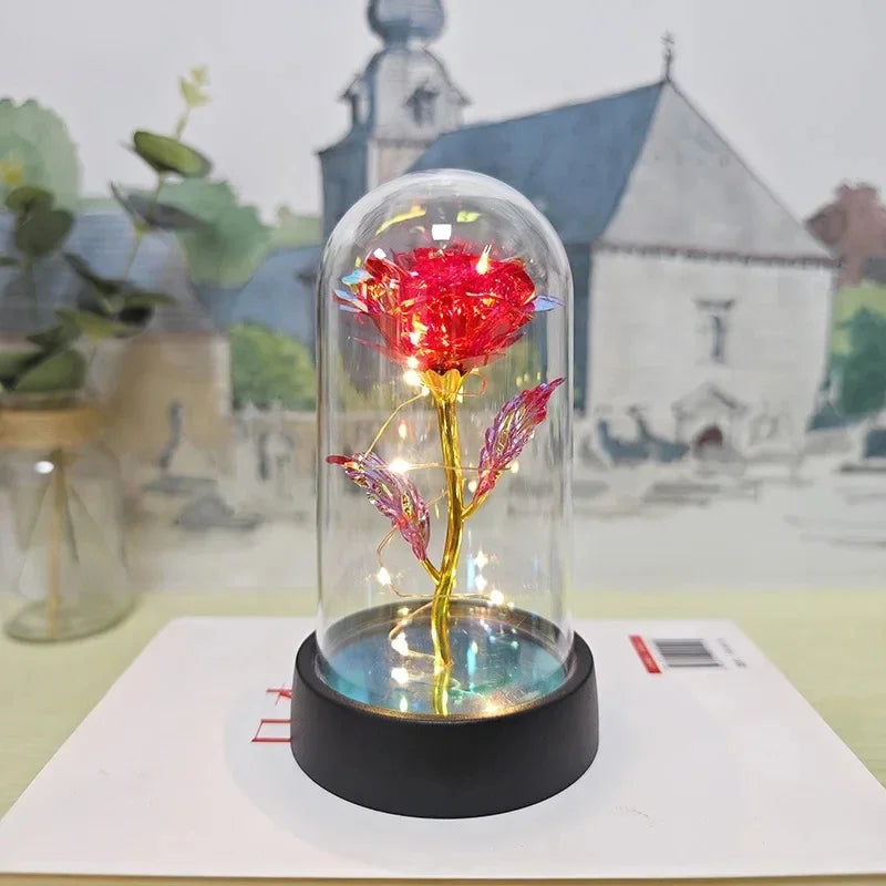 LED Eternal Rose Artificial Flower Gift for Valentine’s Day & Wedding Decor
