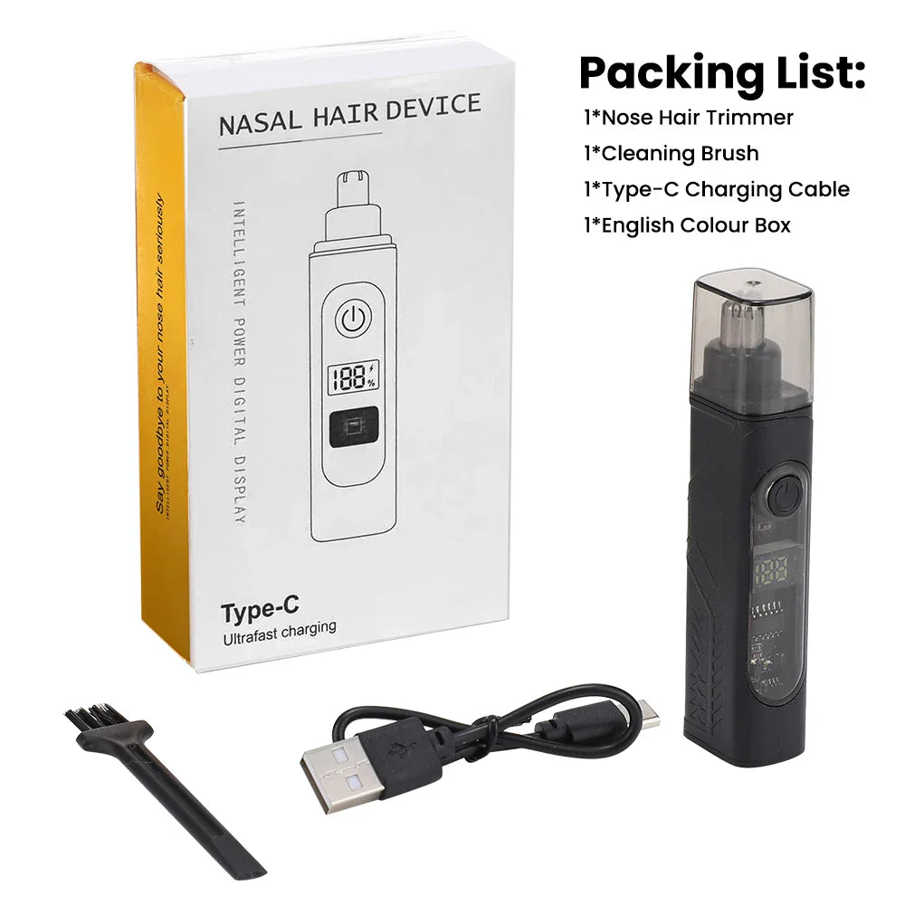 3-in-1 Rechargeable Nose Hair Trimmer with Facial Grooming Heads