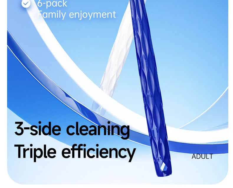 6PCS Three-Sided U-Shaped Soft Toothbrush Set for Adults
