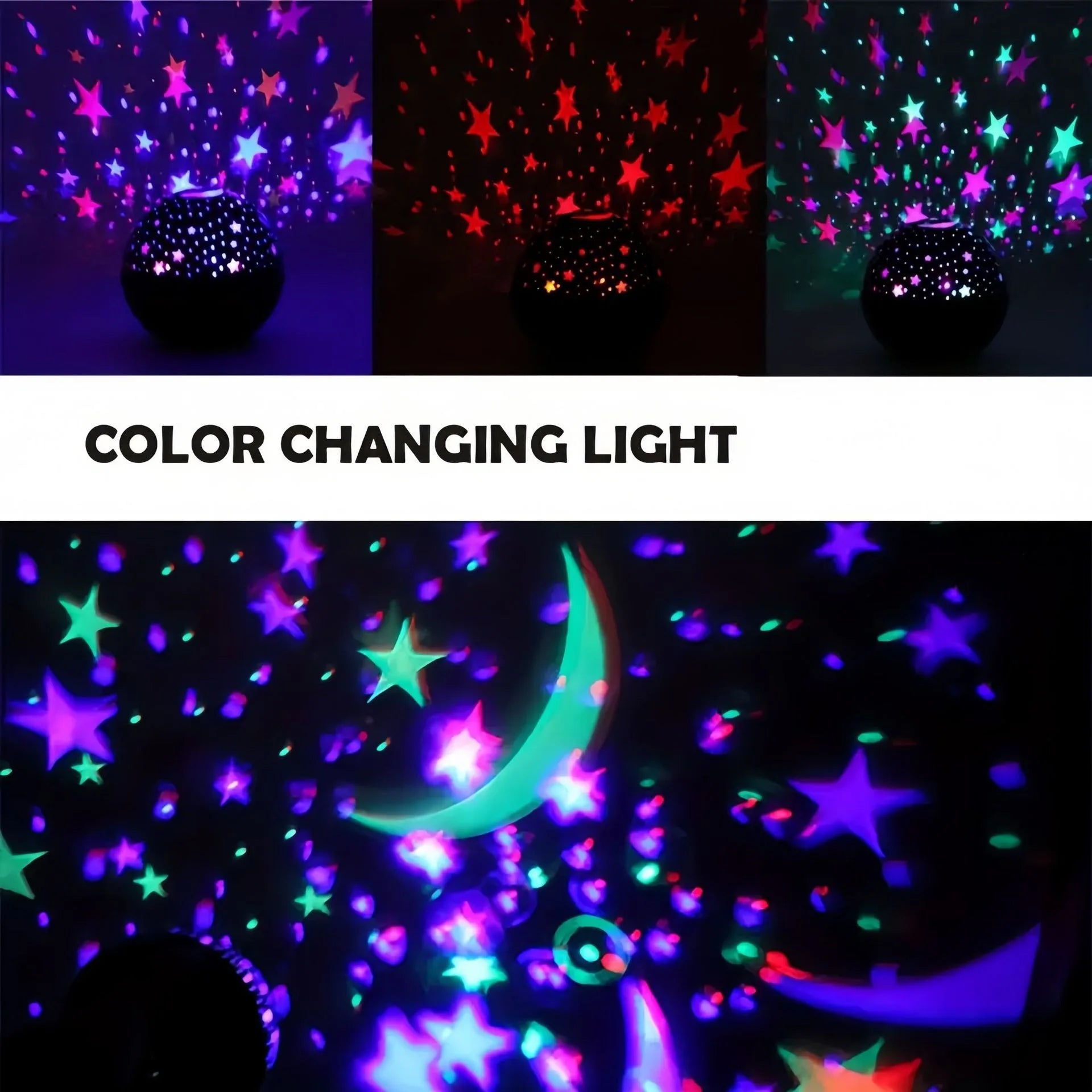 RGB Starry Moon Galaxy Projector Night Light USB LED Room Decor Lamp