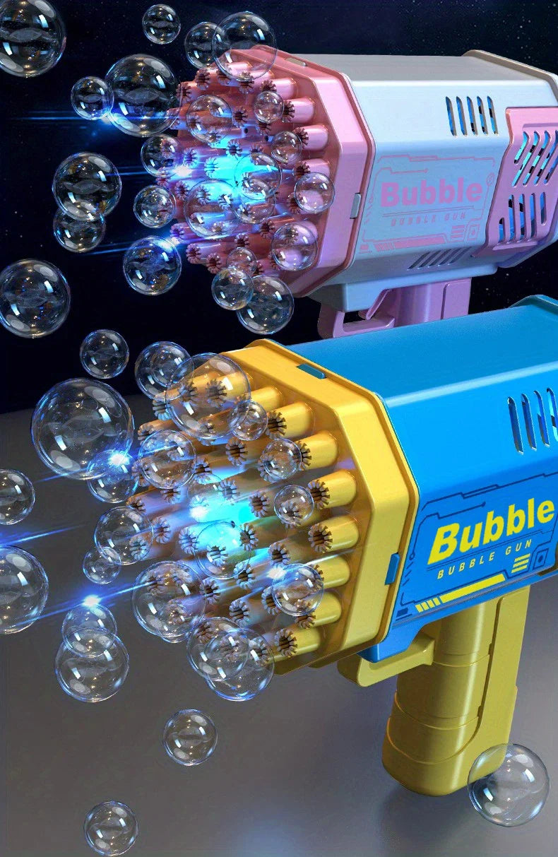 🚀 40-Hole Mega Bubble Machine | Automatic Light-Up Bubble Gun ✨