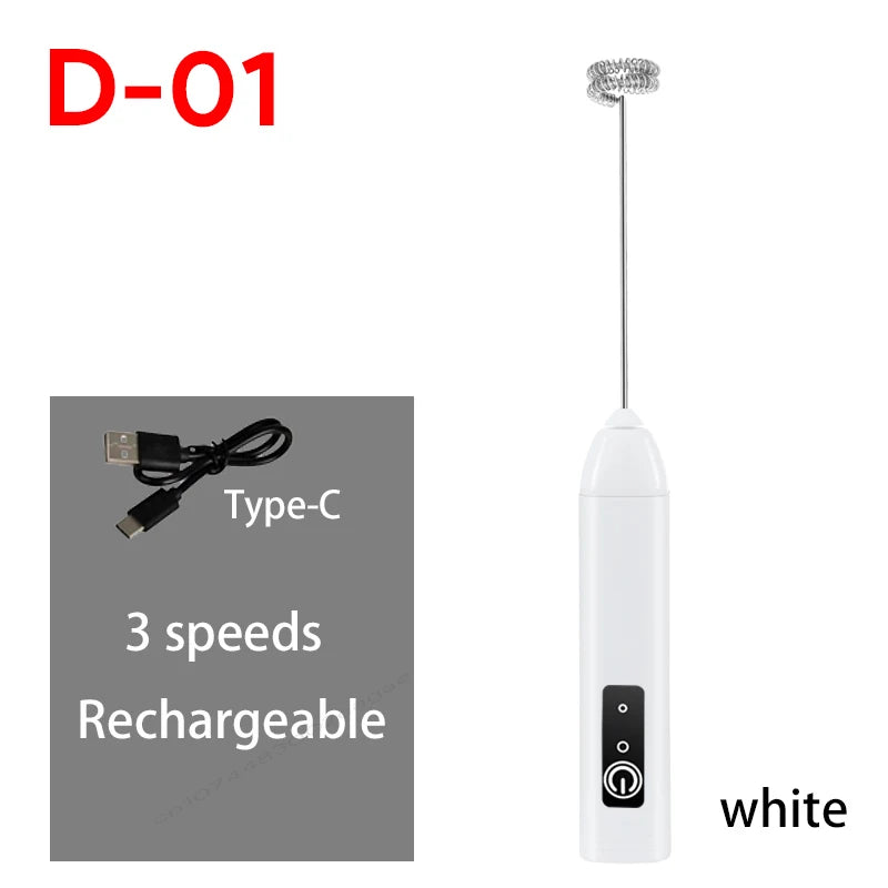 USB Rechargeable 3-Speed Handheld Milk Frother, Egg Beater & Drink Mixer for Coffee, Latte and Espresso