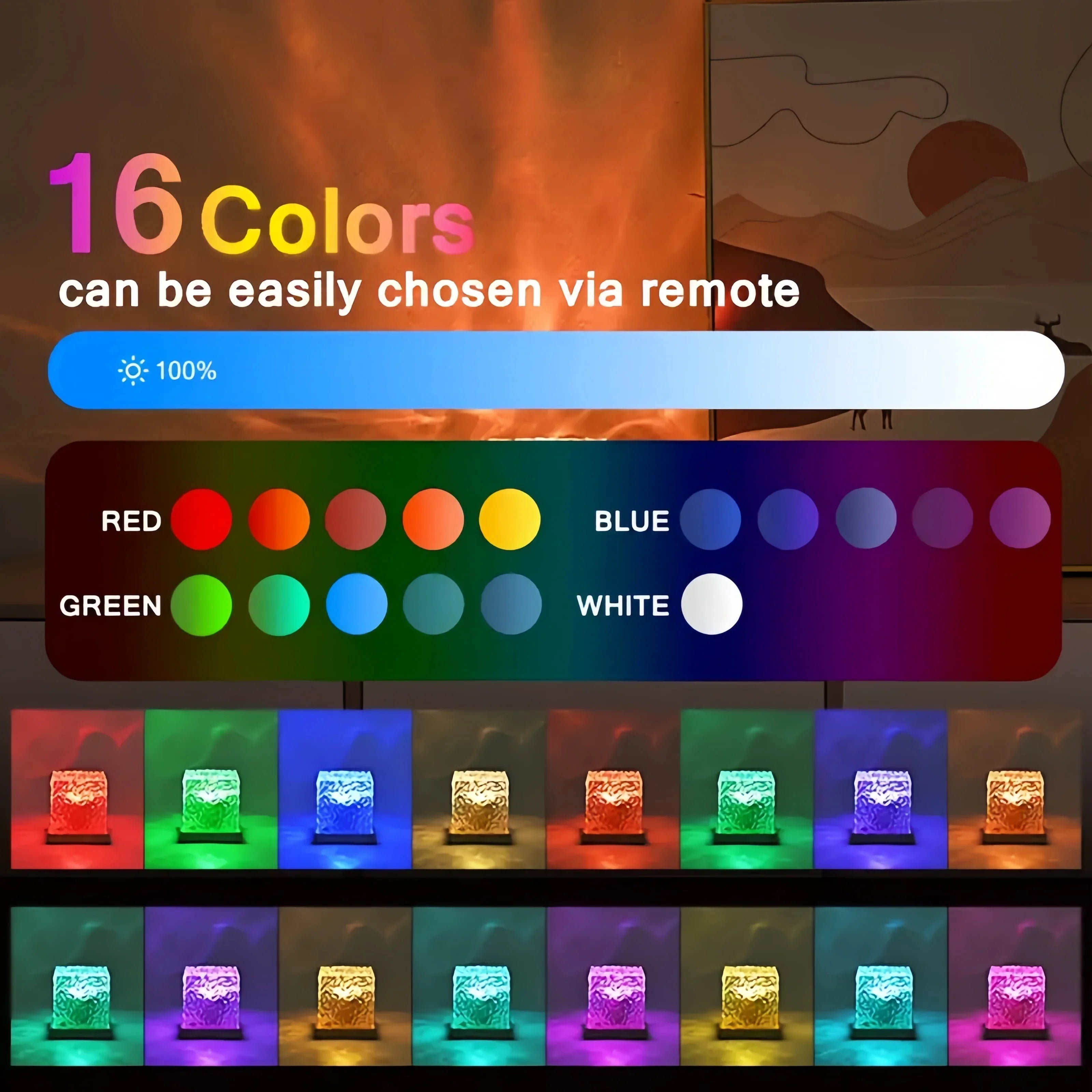 16-Color Ocean Wave Aurora Projector Lamp with Remote