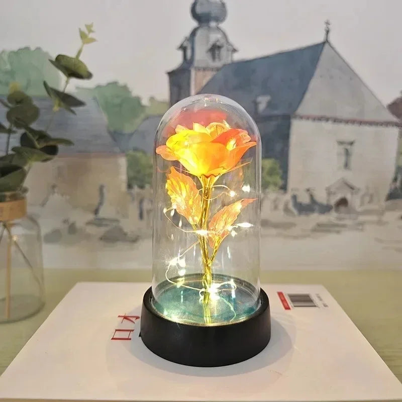 LED Eternal Rose Artificial Flower Gift for Valentine’s Day & Wedding Decor