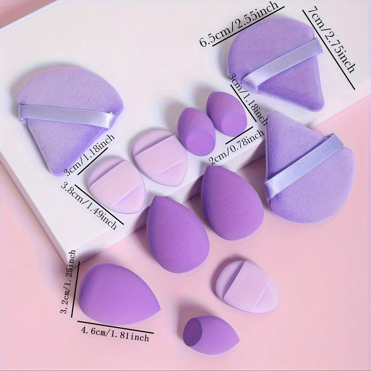 12-Piece Makeup Sponge & Powder Puff Set for Foundation & Loose Powder