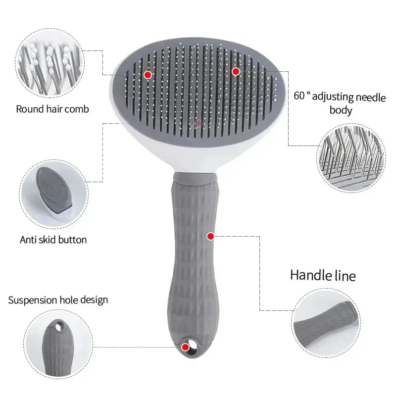 Self-Cleaning Pet Grooming Brush for Dogs & Cats Hair Removal